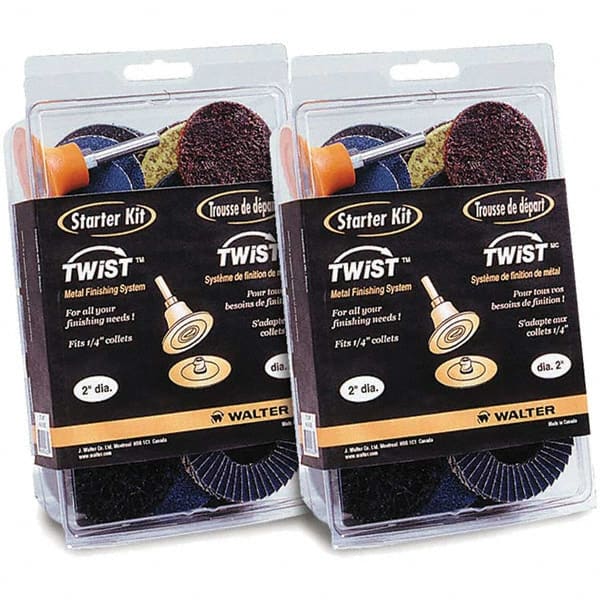 WALTER Surface Technologies - 31 Piece, 36, 40, 50, 60, 80, 120 Grit, 2" Disc Diam, Abrasive Disc Kit - Coated, (3) Coarse, (3) Fine, (3) Super Fine, (4) Medium Grade, Zirconia Alumina - Exact Tooling