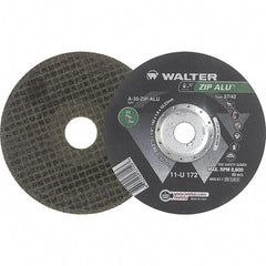 WALTER Surface Technologies - 30 Grit, 7" Wheel Diam, 1/16" Wheel Thickness, 7/8" Arbor Hole, Type 27 Depressed Center Wheel - Aluminum Oxide, Resinoid Bond, 8,600 Max RPM - Exact Tooling