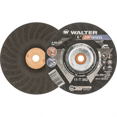 WALTER Surface Technologies - 60 Grit, 6" Wheel Diam, 3/64" Wheel Thickness, Type 27 Depressed Center Wheel - Resinoid Bond, 10,200 Max RPM - Exact Tooling