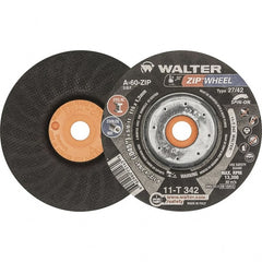 WALTER Surface Technologies - 60 Grit, 4-1/2" Wheel Diam, 3/64" Wheel Thickness, Type 27 Depressed Center Wheel - Resinoid Bond, 13,300 Max RPM - Exact Tooling
