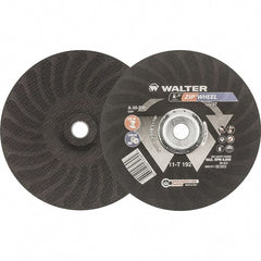 WALTER Surface Technologies - 30 Grit, 9" Wheel Diam, 5/64" Wheel Thickness, 7/8" Arbor Hole, Type 27 Depressed Center Wheel - Aluminum Oxide, Resinoid Bond, 6,600 Max RPM - Exact Tooling