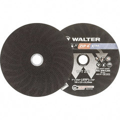 WALTER Surface Technologies - 7" 46 Grit Aluminum Oxide Cutoff Wheel - 5/64" Thick, 7/8" Arbor, 8,600 Max RPM, Use with Angle Grinders - Exact Tooling