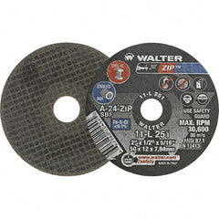 WALTER Surface Technologies - 2" 24 Grit Aluminum Oxide Cutoff Wheel - 1/2" Thick, 5/16" Arbor, 31,000 Max RPM, Use with Die Grinders - Exact Tooling