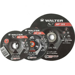 WALTER Surface Technologies - 16 Grit, 9" Wheel Diam, 1/4" Wheel Thickness, Type 28 Depressed Center Wheel - Aluminum Oxide, Resinoid Bond, 6,600 Max RPM - Exact Tooling