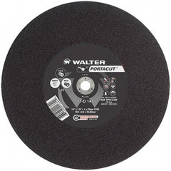 WALTER Surface Technologies - 14" 24 Grit Aluminum Oxide Cutoff Wheel - 1/8" Thick, 20mm Arbor, 5,400 Max RPM, Use with Electric & Gas Powered Saws - Exact Tooling