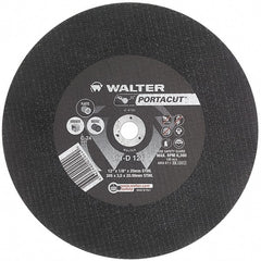 WALTER Surface Technologies - 12" 24 Grit Aluminum Oxide Cutoff Wheel - 1/8" Thick, 20mm Arbor, 6,300 Max RPM, Use with Electric & Gas Powered Saws - Exact Tooling