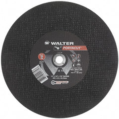 WALTER Surface Technologies - 14" 24 Grit Aluminum Oxide Cutoff Wheel - 1/8" Thick, 7/8" Arbor, 5,400 Max RPM, Use with Electric & Gas Powered Saws - Exact Tooling
