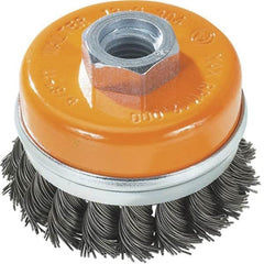 WALTER Surface Technologies - 6" Diam, 5/8-11 Threaded Arbor, Steel Fill Cup Brush - 0.02 Wire Diam, 8,600 Max RPM - Exact Tooling