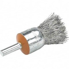 WALTER Surface Technologies - 1/2" Brush Diam, Crimped, End Brush - 1/4" Diam Shank, 25,000 Max RPM - Exact Tooling