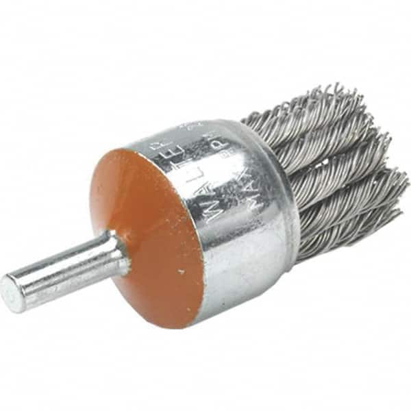 WALTER Surface Technologies - 1-1/8" Brush Diam, Knotted, End Brush - 1/4" Diam Shank, 20,000 Max RPM - Exact Tooling