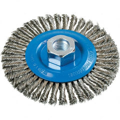 WALTER Surface Technologies - 4-1/2" OD, 5/8-11 Arbor Hole, Stringer Bead Stainless Steel Wheel Brush - 3/16" Face Width, 0.02" Filament Diam, 15,000 RPM - Exact Tooling