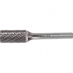 WALTER Surface Technologies - 3/8" Cut Diam, 1/4" Shank Diam, Cylinder Head Single Cut Burr - Carbide, 3/4" LOC - Exact Tooling