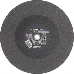 WALTER Surface Technologies - 20" 24 Grit Aluminum Oxide Cutoff Wheel - 3/16" Thick, 1" Arbor, 3,000 Max RPM, Use with Stationary Tools - Exact Tooling