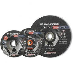 WALTER Surface Technologies - 20 Grit, 7" Wheel Diam, 5/32" Wheel Thickness, Type 27 Depressed Center Wheel - Aluminum Oxide/Silicon Carbide Blend, Resinoid Bond, 8,600 Max RPM - Exact Tooling