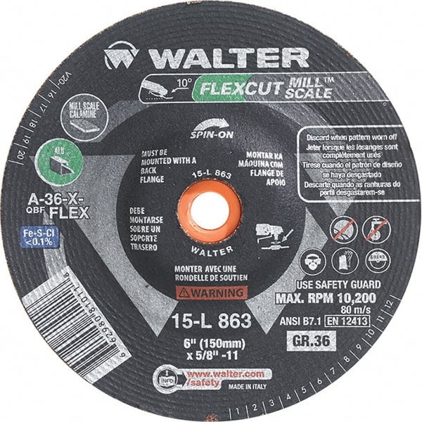 WALTER Surface Technologies - 6" Diam, 36 Grit Surface Grinding Wheel - Exact Tooling