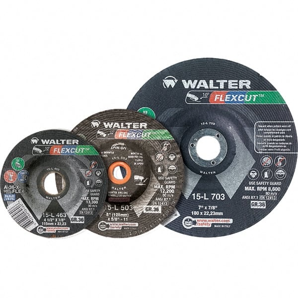 WALTER Surface Technologies - 3" Diam x 3/8" Hole, 36 Grit Surface Grinding Wheel - Aluminum Oxide/Silicon Carbide Blend, Resinoid Bond - Exact Tooling