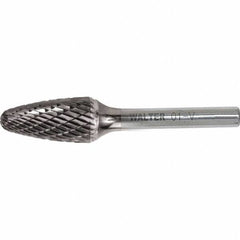 WALTER Surface Technologies - 1/4" Cut Diam, 1/4" Shank Diam, Tree Head Double Cut Burr - Carbide, 5/8" LOC - Exact Tooling