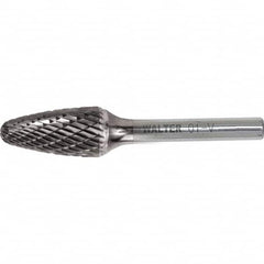 WALTER Surface Technologies - 1/2" Cut Diam, 1/4" Shank Diam, Tree Head Double Cut Burr - Carbide, 1" LOC - Exact Tooling