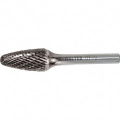 WALTER Surface Technologies - 7/16" Cut Diam, 1/4" Shank Diam, Tree Head Double Cut Burr - Carbide, 1" LOC - Exact Tooling
