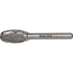 WALTER Surface Technologies - 3/8" Cut Diam, 1/4" Shank Diam, Egg Head Double Cut Burr - Carbide, 5/8" LOC - Exact Tooling