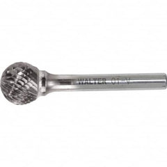 WALTER Surface Technologies - 1/2" Cut Diam, 1/4" Shank Diam, Cylinder Head Double Cut Burr - Carbide, 1" LOC, 7" OAL - Exact Tooling