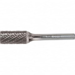 WALTER Surface Technologies - 7/16" Cut Diam, 1/4" Shank Diam, Cylinder Head Double Cut Burr - Carbide, 1" LOC - Exact Tooling
