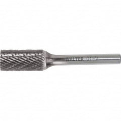 WALTER Surface Technologies - 1/8" Cut Diam, 1/8" Shank Diam, Cylinder Head Double Cut Burr - Carbide, 9/16" LOC - Exact Tooling