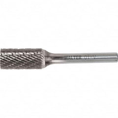 WALTER Surface Technologies - 1/4" Cut Diam, 1/4" Shank Diam, Cylinder Head Double Cut Burr - Carbide, 5/8" LOC - Exact Tooling