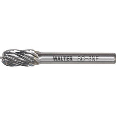 WALTER Surface Technologies - 3/8" Cut Diam, 1/4" Shank Diam, Cylinder Ball End Head Double Cut Burr - Carbide, 3/4" LOC - Exact Tooling