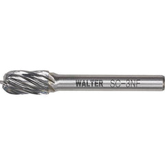 WALTER Surface Technologies - 7/16" Cut Diam, 1/4" Shank Diam, Cylinder Ball End Head Double Cut Burr - Carbide, 1" LOC - Exact Tooling