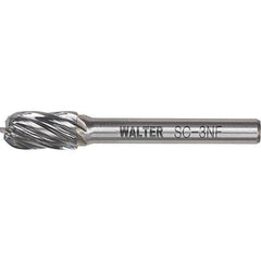 WALTER Surface Technologies - 5/16" Cut Diam, 1/4" Shank Diam, Cylinder Ball End Head Double Cut Burr - Carbide, 3/4" LOC - Exact Tooling