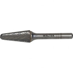 WALTER Surface Technologies - 5/8" Cut Diam, 1/4" Shank Diam, Cone Head Double Cut Burr - Carbide, 3/16" LOC - Exact Tooling