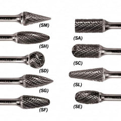 WALTER Surface Technologies - 1/2" Cut Diam, 1/4" Shank Diam, Ball Head Double Cut Burr - Carbide, 7/16" LOC - Exact Tooling