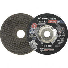 WALTER Surface Technologies - 60 Grit, 6" Wheel Diam, 5/64" Wheel Thickness, 7/8" Arbor Hole, Type 27 Depressed Center Wheel - 10,200 Max RPM - Exact Tooling