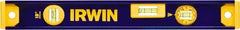 Irwin - Magnetic 18" Long 3 Vial I-Beam Level - Aluminum, Blue/Yellow, 1 Plumb & 2 Level Vials - Exact Tooling