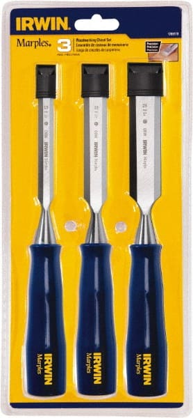 Irwin - 3 Piece Wood Chisel Set - Polypropylene, Sizes Included 1/2 to 1" - Exact Tooling