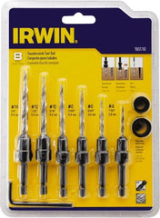 Irwin - 8 Piece, 1/4 to 1/2" Head Diam, Single End Countersink Set - Exact Tooling