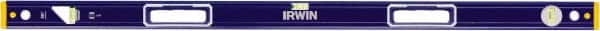 Irwin - 48" Long 3 Vial Box Beam Level - Aluminum, Blue/Yellow, 1 Level & 2 Plumb Vials - Exact Tooling