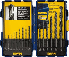 Irwin - 1/16 to 3/8", 135° Point, Oxide Finish, High Speed Steel Jobber Length Drill Bit Set - Exact Tooling