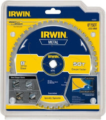 Irwin Blades - 8" Diam, 5/8" Arbor Hole Diam, 50 Tooth Wet & Dry Cut Saw Blade - Carbide-Tipped, Smooth Action, Standard Round Arbor - Exact Tooling