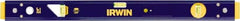 Irwin - 24" Long 3 Vial Box Beam Level - Aluminum, Blue/Yellow, 1 Level & 2 Plumb Vials - Exact Tooling