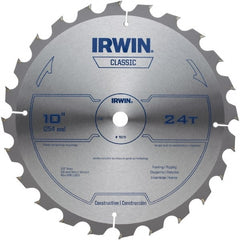 Irwin - 10" Diam, 5/8" Arbor Hole Diam, 24 Tooth Wet & Dry Cut Saw Blade - Carbide-Tipped, Smooth Action, Diamond Arbor - Exact Tooling