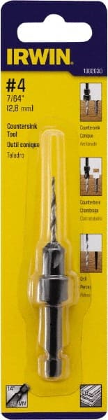 Irwin - Adjustable-Depth Drill Countersinks Cutter Head Diameter (Inch): 1/4 Drill Size Compatibility (Decimal Inch): 0.1094 - Exact Tooling