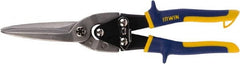 Irwin - 3-1/8" Length of Cut, Straight Pattern Multi-Purpose Snip - 11-3/4" OAL, Hot-Drop Forged Steel Blade, 24 AWG Steel Capacity - Exact Tooling