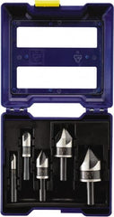 Irwin - 5 Piece, 1/4 to 3/4" Head Diam, 82° Included Angle, Single End Countersink Set - Exact Tooling