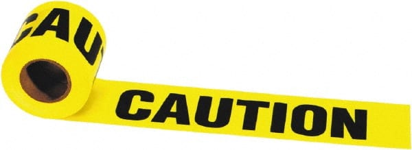 Irwin - 1,000' Long x 3" Wide Roll, Polyethylene, Black & Yellow Barricade Tape - Message: CAUTION - Exact Tooling