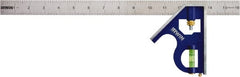 Irwin - 2 Piece, 16" Combination Square Set - 1/16, 1/32, 1/64 & 1/8" (4R) Graduation, Stainless Steel Blade, Cast Zinc Square Head - Exact Tooling