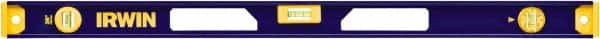 Irwin - 36" Long 3 Vial I-Beam Level - Aluminum, Blue/Yellow, 1 Plumb & 2 Level Vials - Exact Tooling
