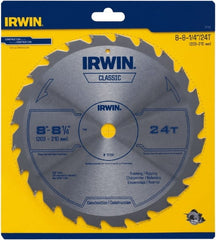 Irwin Blades - 8-1/4" Diam, 5/8" Arbor Hole Diam, 24 Tooth Wet & Dry Cut Saw Blade - Carbide-Tipped, Smooth Action, Diamond Arbor - Exact Tooling