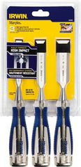 Irwin - 3 Piece Wood Chisel Set - Acetate, Sizes Included 1/2 to 1" - Exact Tooling